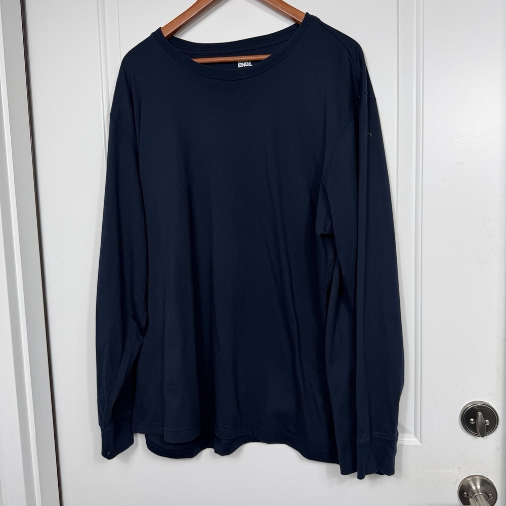 Lands End Super-T Long Sleeve T Shirt Lot 2 Mens XXL Blue Navy Cotton Casual - Picture 2 of 10
